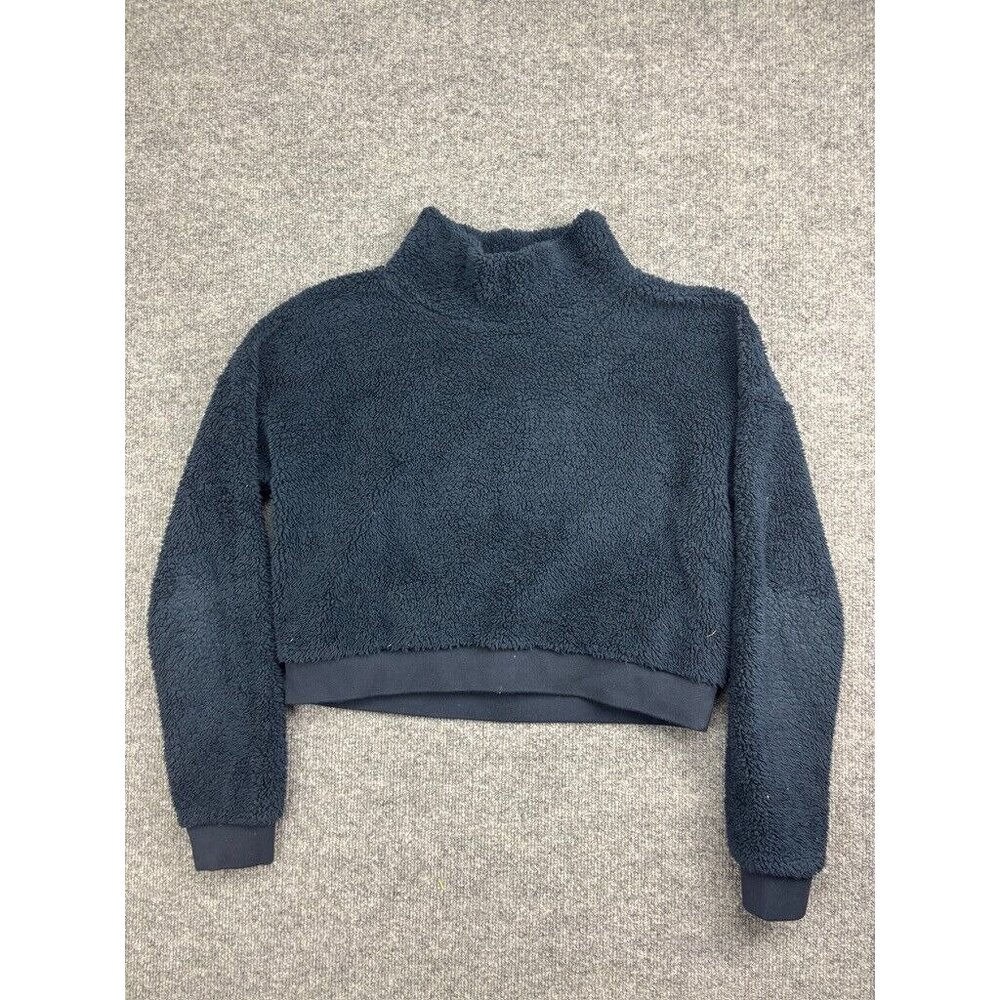 BEYOND YOGA- BFF Sherpa Cropper Pullover Sweatshirt Women's S Dark Blue